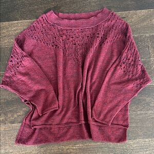 Free People One Size Elegant Burgundy Knit Sweater